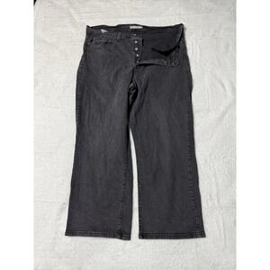 Levis Jeans Womens 19W Black Ribcage Straight Ankle Button Fly Dark Wash 38x26